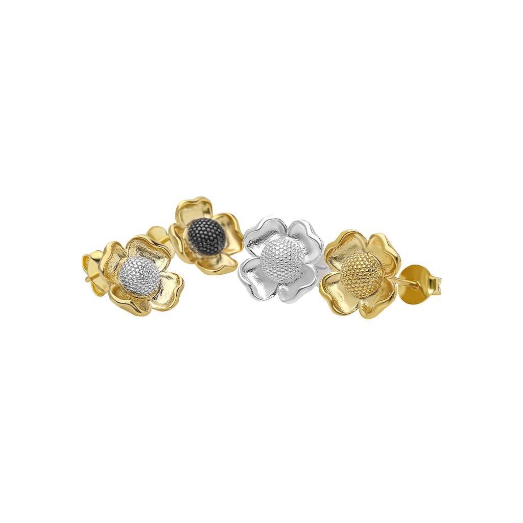 Flower Earring - Small - White / White