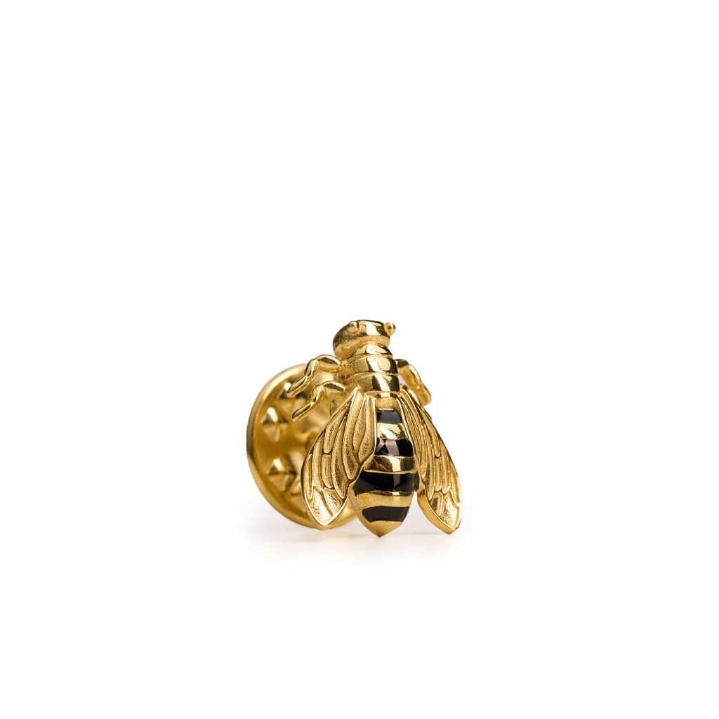 Bee Pin with Black Enamel - Small