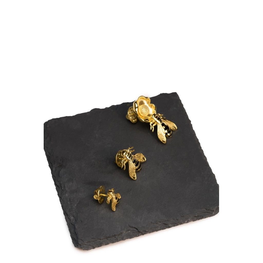 Bee Pin with Black Enamel - Small