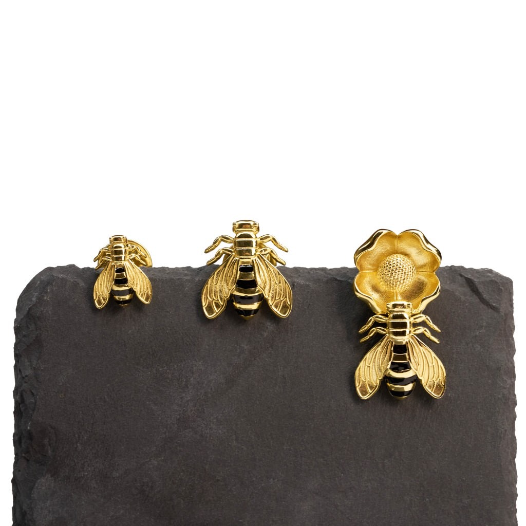 Bee Pin with Black Enamel - Small