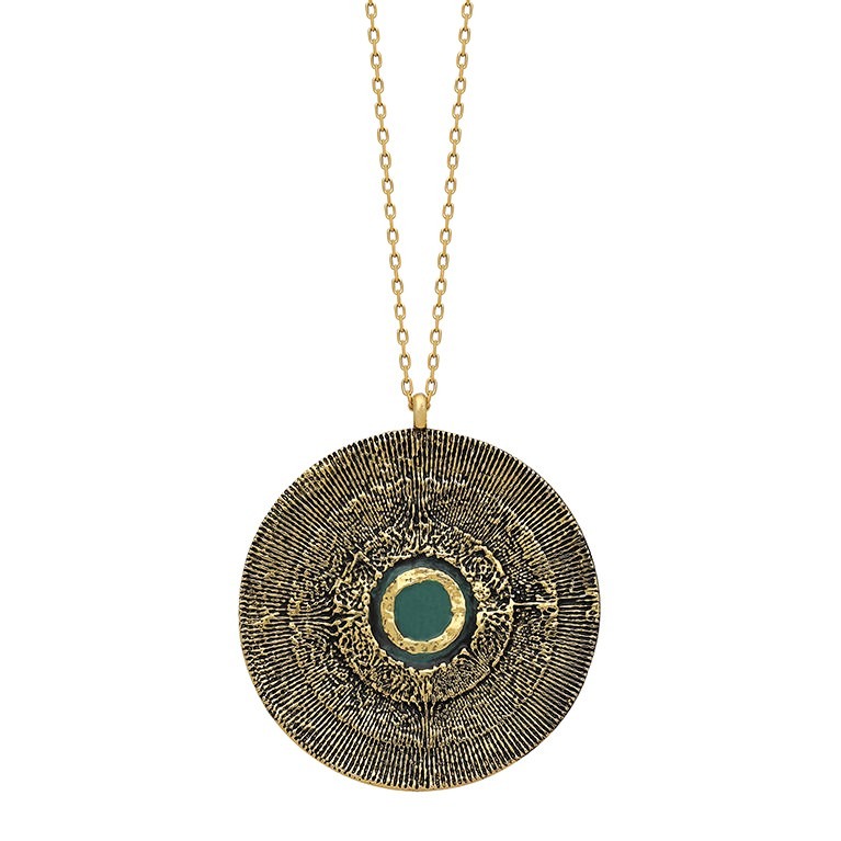Orbis Enamel Necklace - Eye (Green)